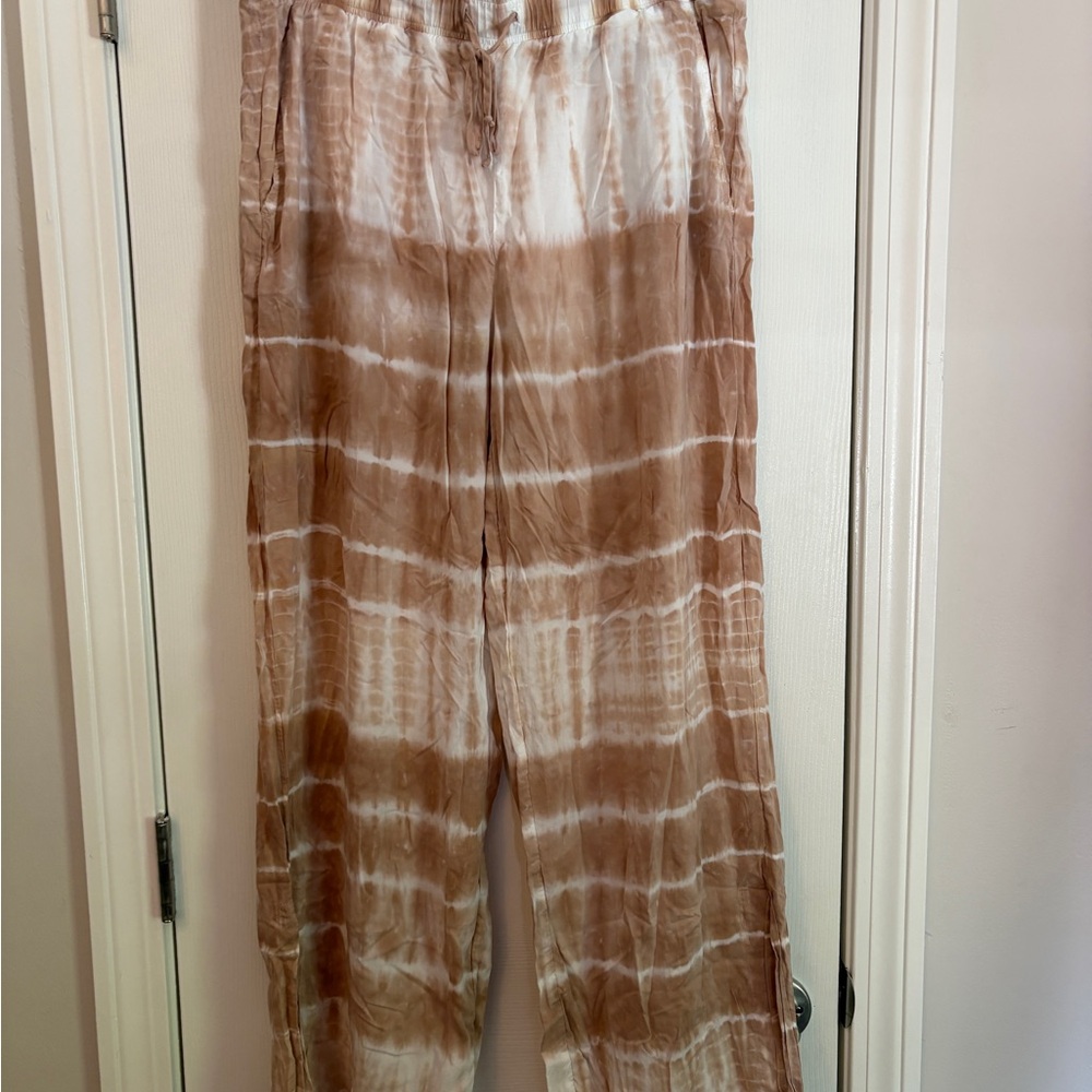 Anthropologie Tan and White Tie-Dye Pants